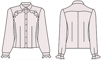 Блузка з гофрованої і гладкою тканин одного кольору або смугастої і однотонної тканин