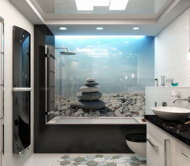 Ідеальним варіантом для оздоблення стін в душовій кімнаті є керамічний матеріал, який дуже добре відштовхує воду, і легко очищається від забруднень